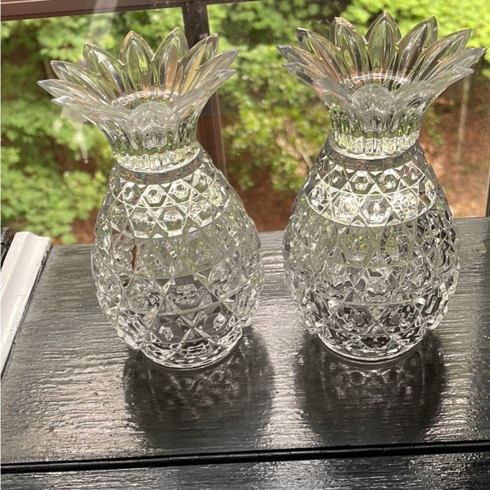 Godinger Crystal pineapple candle holders